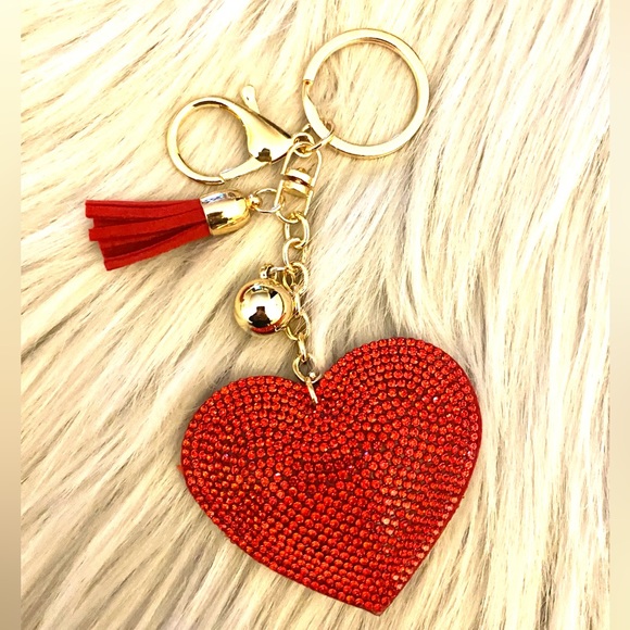 Accessories - NWT Glitter Red Keychain Premium Crystal Tassel Key Chain